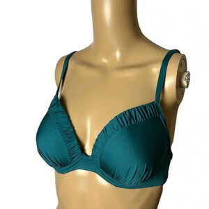 Watercult  NWT swim top,women 36D NWT , turquoise,wire,shirred,resortwear,beach